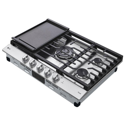 LG 30" Smart Gas Cooktop with UltraHeat™ 22K BTU Dual Burner and LED Knobs CBGJ3027S