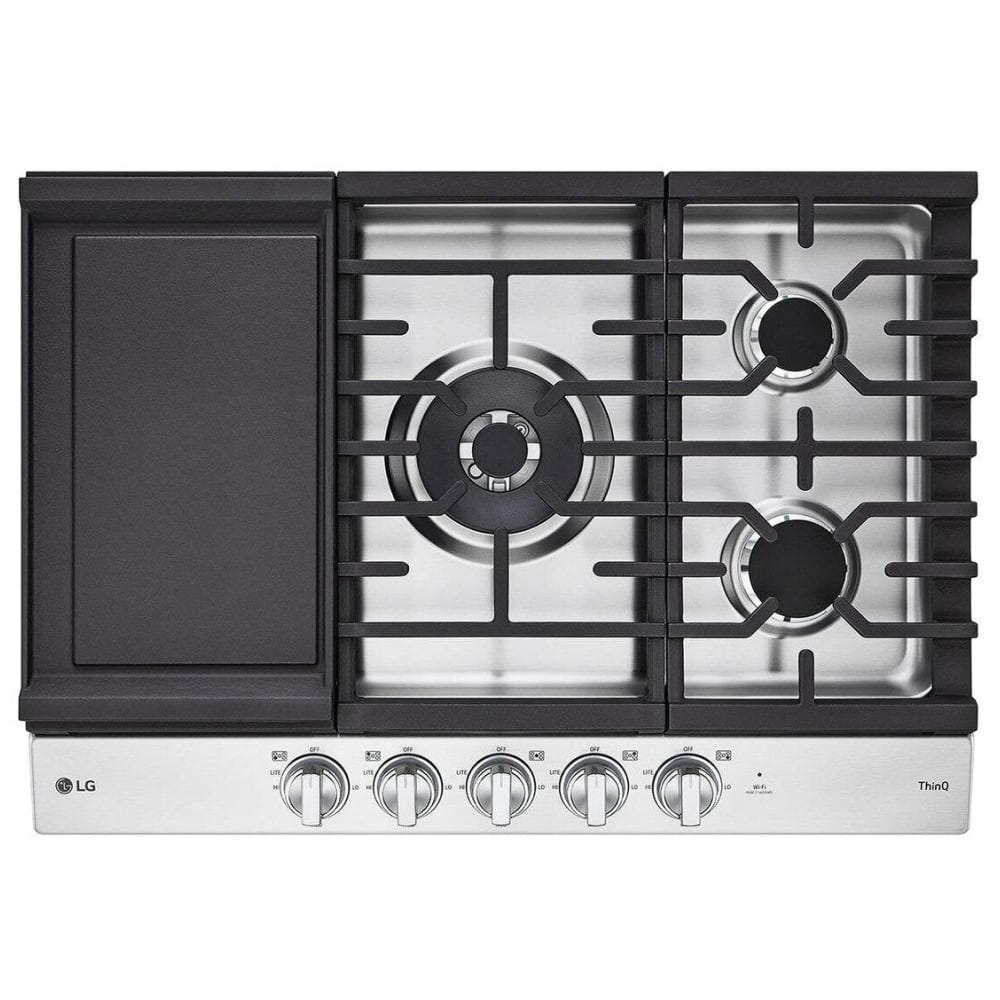 LG 30" Smart Gas Cooktop with UltraHeat™ 22K BTU Dual Burner and LED Knobs CBGJ3027S