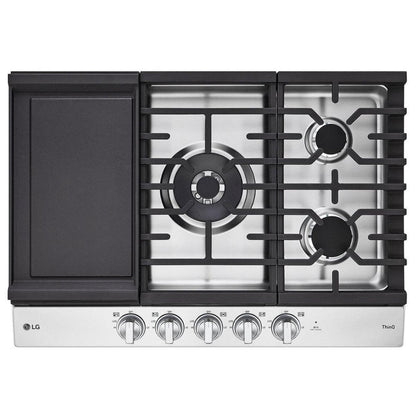 LG 30" Smart Gas Cooktop with UltraHeat™ 22K BTU Dual Burner and LED Knobs CBGJ3027S