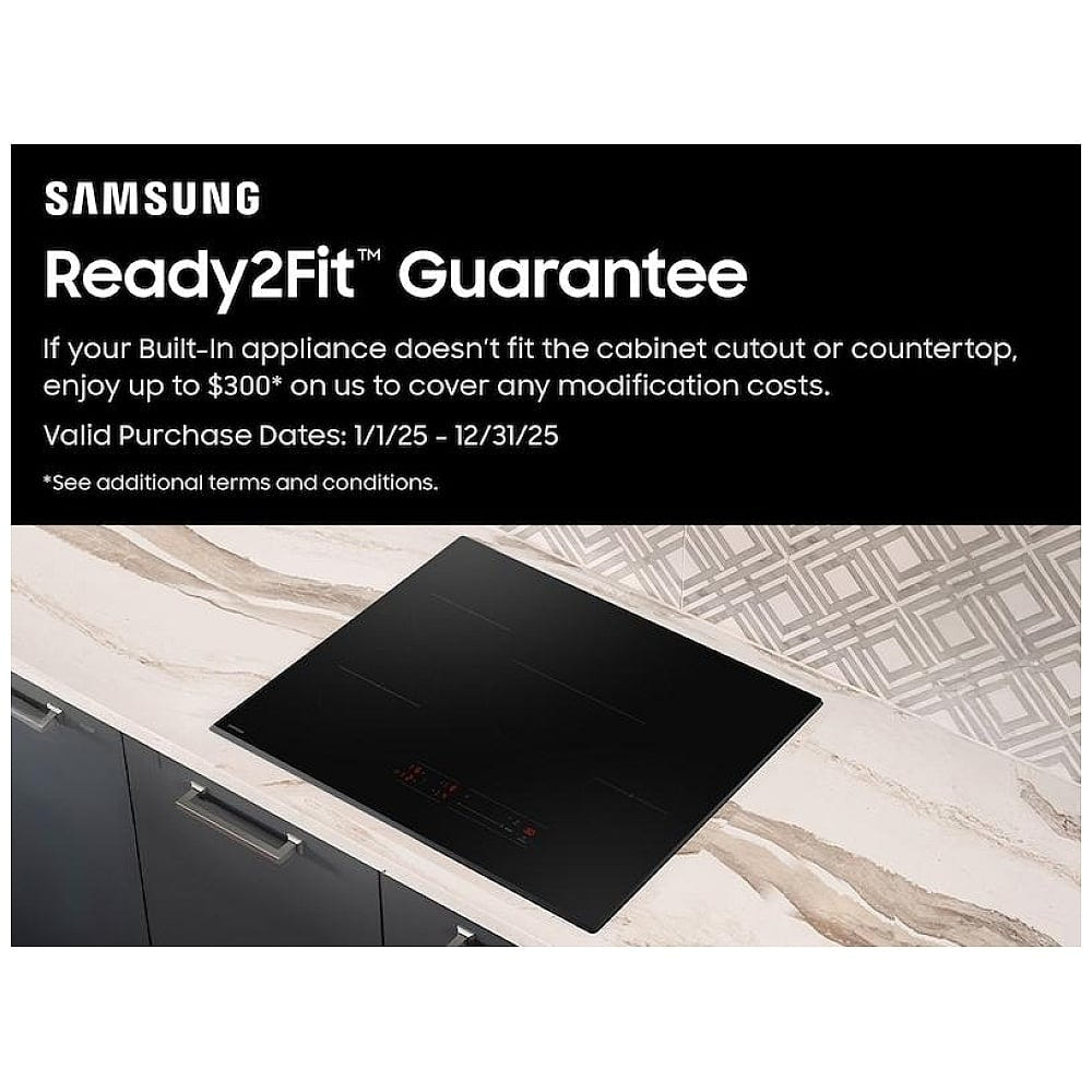 Samsung CC70F30S2DAA Induction Cooktop, 30 inch Exterior Width, 4 Burners, 4,300 Watts