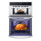 LG WCEP6427F Smart Combination Wall Oven with InstaView® front open view with turkey