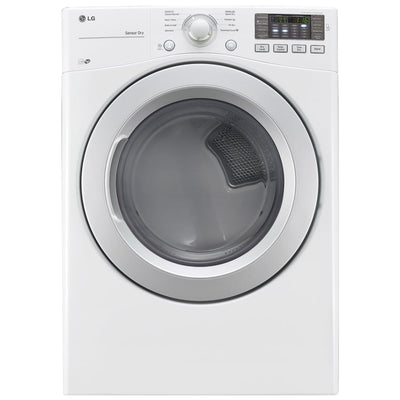 LG DLE3470W Electric Dryer, 27 inch Width, Electric, 7.4 cu. ft. Capacity, 3 Temperature Settings, Stackable, Steel Drum, White