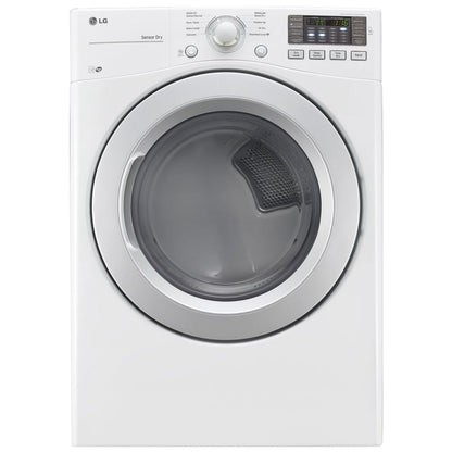 LG DLE3470W Electric Dryer, 27 inch Width, Electric, 7.4 cu. ft. Capacity, 3 Temperature Settings, Stackable, Steel Drum, White
