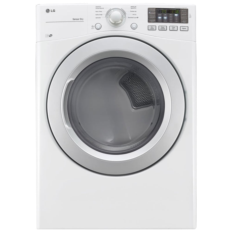 LG DLE3470W Electric Dryer, 7.4 cu. ft. Dryer Capacity, 8 Dry Cycles, 3 Temperature Settings, Vented, Stackable, White colour