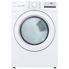 LG DLE3400W Electric Dryer, 7.4 cu. ft. Dryer Capacity, 8 Dry Cycles, 3 Temperature Settings, Vented, Stackable, White colour