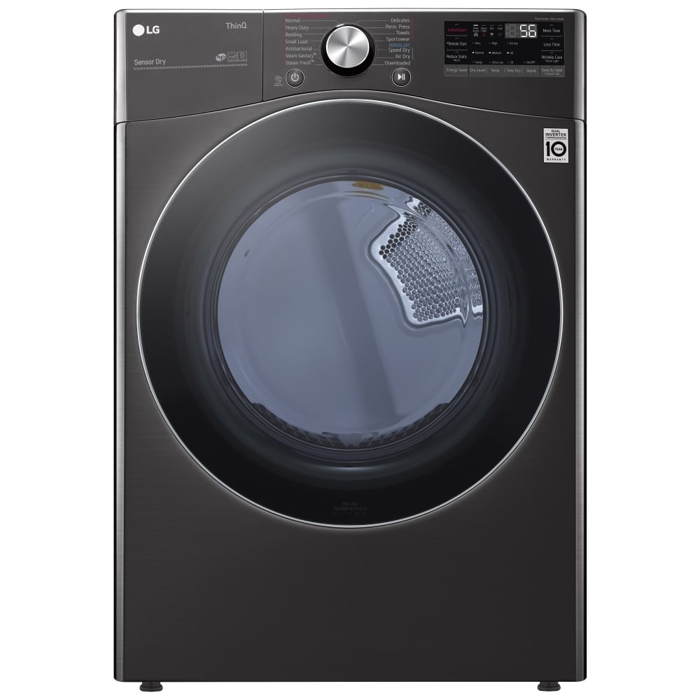LG DLEX4200B Electric Dryer, 7.4 cu. ft. Dryer Capacity, 14 Dry Cycles, Steam Clean, 5 Temperature Settings, Vented, Stackable, Wifi Enabled, Black Stainless Steel colour