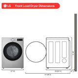 LG DLEX5800V Electric Dryer, 7.4 cu. ft. Dryer Capacity, 26 Dry Cycles, Steam Clean, 5 Temperature Settings, Vented, Stackable, Wifi Enabled