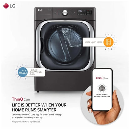 9.0 cu. ft. Mega Capacity Smart wi-fi Enabled Front Load Electric Dryer with TurboSteam™ and Built-In Intelligence DLEX8900B