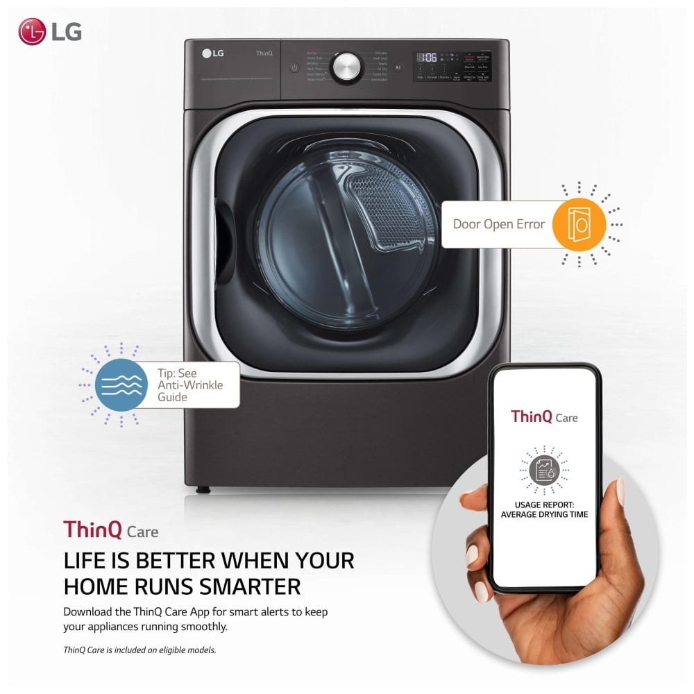 LG DLEX8900B 9.0 cu. ft. Smart Wi-Fi Enabled Front Load Electric Dryer with TurboSteam & Built-In Intelligence