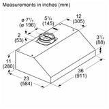 Bosch 800 Series DUH86553UC Range Hood, 36 inch Exterior Width, Under-Cabinet