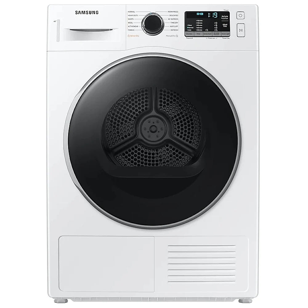 Samsung DV25B6800HW Electric Dryer, 4 cu. ft. Dryer Capacity, 5 Temperature Settings, Stackable, Steel Drum, White colour Ventless (Heat Pump)