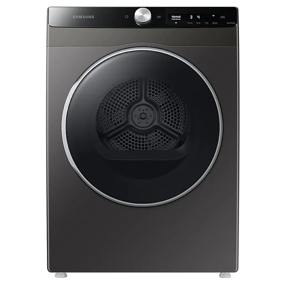 Samsung DV25B6900EX Electric Dryer, 4 cu. ft. Dryer Capacity, 5 Temperature Settings, Stackable, Steel Drum, Wifi Enabled, Grey colour