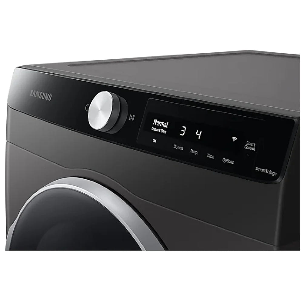 Samsung DV25B6900EX Electric Dryer, 4 cu. ft. Dryer Capacity, 5 Temperature Settings, Stackable, Steel Drum, Wifi Enabled, Grey colour