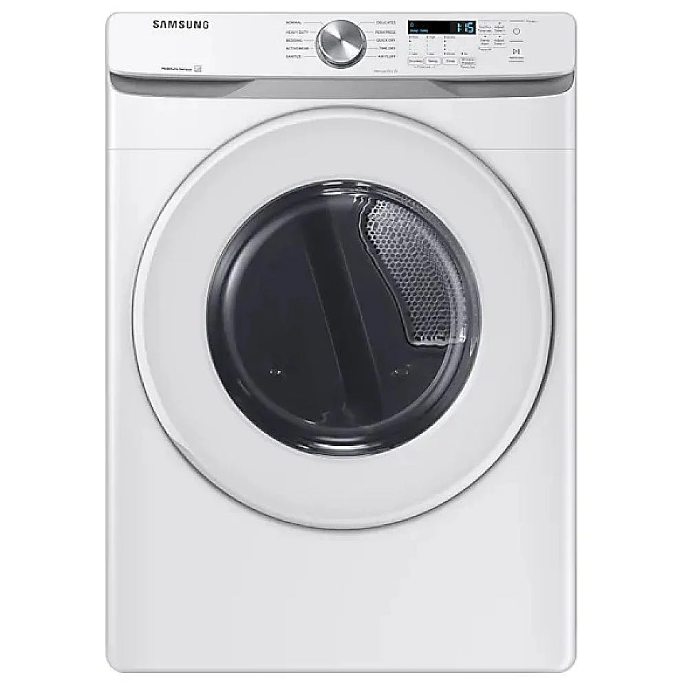 Samsung DVE45T6005W - DVE45T6005W/AC Electric Dryer, 7.5 cu. ft. Dryer Capacity, 5 Temperature Settings, Stackable, Steel Drum, White colour
