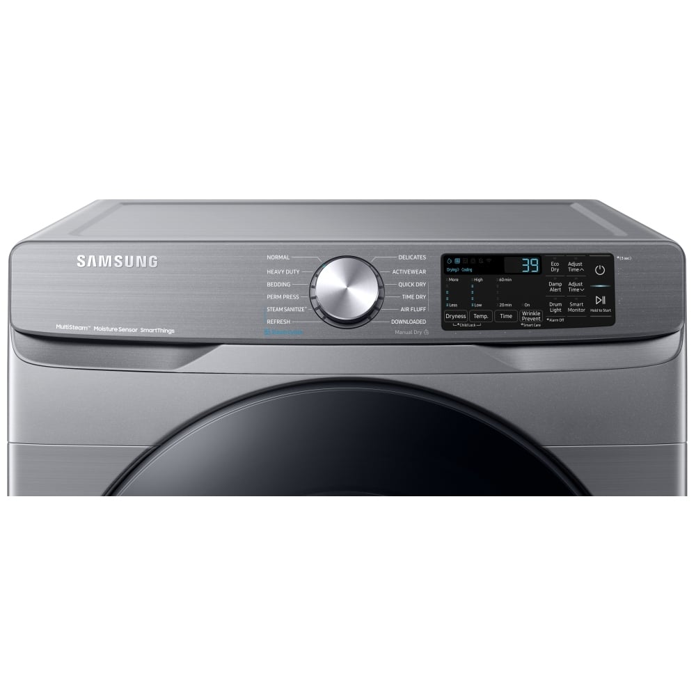 Samsung DVG45B6305P - 7.5 cu. ft. Gas Dryer with Steam Clean, 5 Temperature Settings, Stackable, Steel Drum, Wifi Enabled, Grey Colour