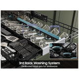 Samsung DW90F89T0UMTAA Dishwasher, 24 inch Exterior Width, 38 dB Decibel Level, Fully Integrated, Stainless Interior, 10 Wash Cycles, 16 Capacity (Place Settings), 3 Loading Racks, Wifi Enabled, Matt Black Steel colour