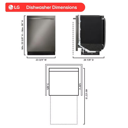 LG LDNTH753D Dishwasher 24" Top Control QuadWash Pro 3 Racks 42 dBA