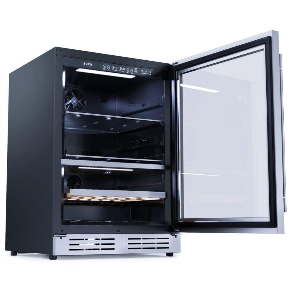 Elica EBS52SS1 Under Counter Wine Refrigeration, 24 inch Width, 14 Wine Bottle Capacity, Stainless Steel