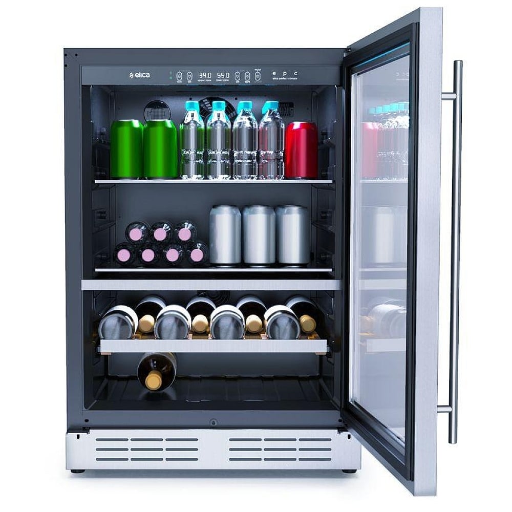 Elica EBS52SS1 Under Counter Wine Refrigeration, 24 inch Width, 14 Wine Bottle Capacity, Stainless Steel