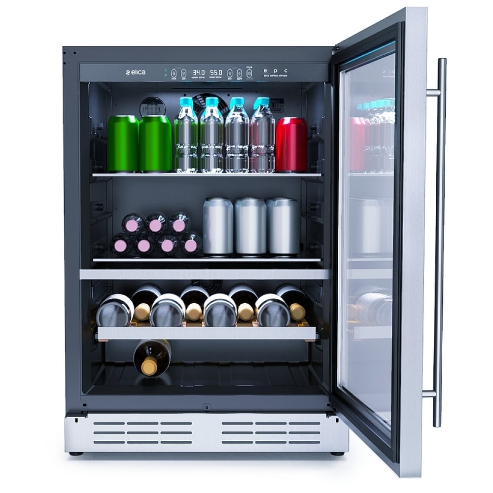 Elica EBS52SS1 Under Counter Wine Refrigeration, 24 inch Width, 14 Wine Bottle Capacity, Stainless Steel