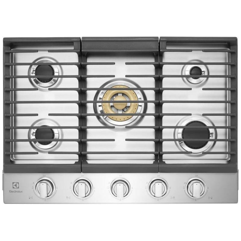 Electrolux ECCG3068AS Gas Cooktop, 30 inch Exterior Width, 5 Burners, 20,000 BTU Highest Burner, Stainless Steel colour