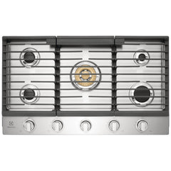 Electrolux ECCG3668AS Gas Cooktop, 36 inch Exterior Width, 5 Burners, 20,000 BTU Highest Burner, Stainless Steel colour