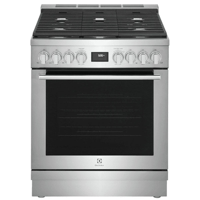 Electrolux ECFD3068AS Dual Fuel Range, 4.6 cu. ft. Capacity, 30 inch Exterior Width, True Convection, 5 Burners, Manual Clean, Stainless Steel colour