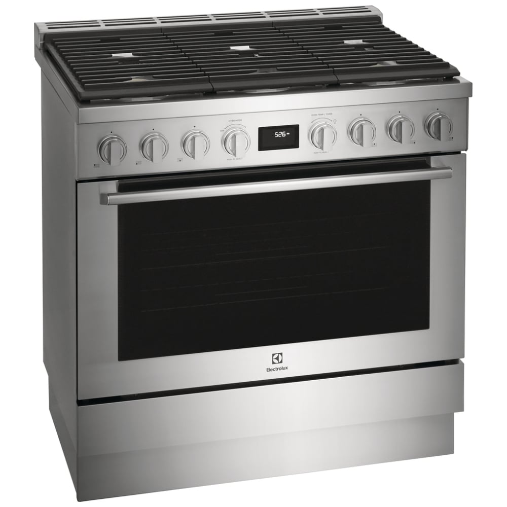 Electrolux ECFD3668AS Dual Fuel Range, 4.4 cu. ft. Capacity, 36 inch Exterior Width, True Convection, 6 Burners, Manual Clean, Stainless Steel colour