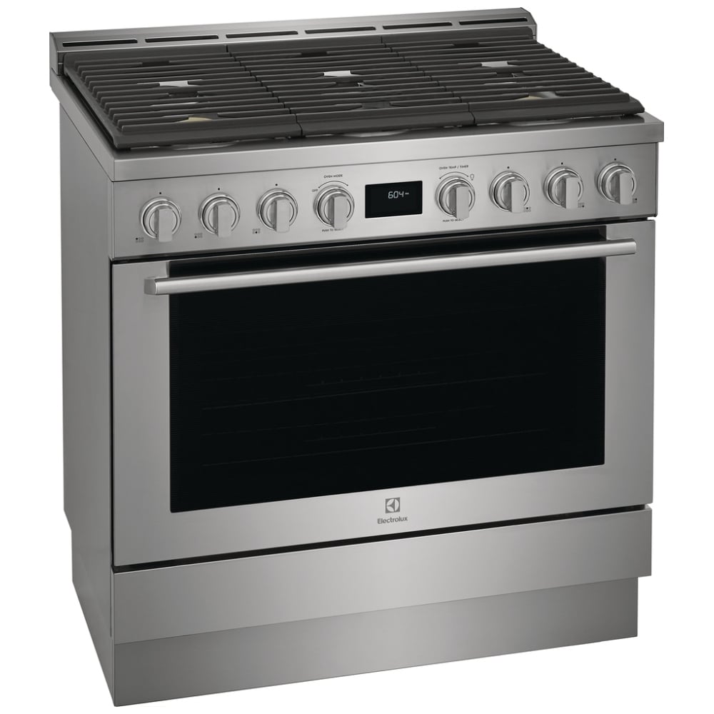 Electrolux ECFG3668AS Gas Range, 4.4 cu. ft. Capacity, 36 inch Exterior Width, Manual Clean, True Convection, 6 Burners, 18,000 BTU Highest Burner, Stainless Steel colour