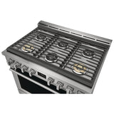 Electrolux ECFG3668AS Gas Range, 4.4 cu. ft. Capacity, 36 inch Exterior Width, Manual Clean, True Convection, 6 Burners, 18,000 BTU Highest Burner, Stainless Steel colour