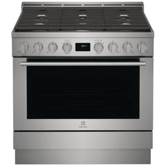 Electrolux ECFG3668AS Gas Range, 4.4 cu. ft. Capacity, 36 inch Exterior Width, Manual Clean, True Convection, 6 Burners, 18,000 BTU Highest Burner, Stainless Steel colour