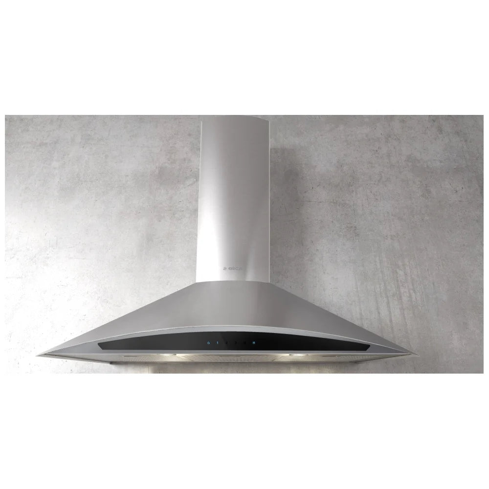 Elica EFG630S1 Range Hood, 30 inch Exterior Width, Wall Mounted, 600 CFM, LED, Aluminum Mesh Filter, Black Glass colour Blower Included