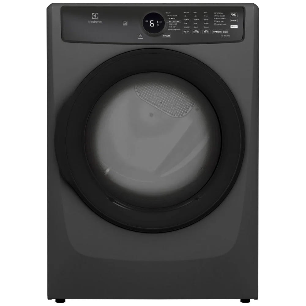 Electrolux ELFE743CAT Electric Dryer, 8 cu. ft. Dryer Capacity, Steam Clean, 5 Temperature Settings, Stackable, Steel Drum, Titanium colour