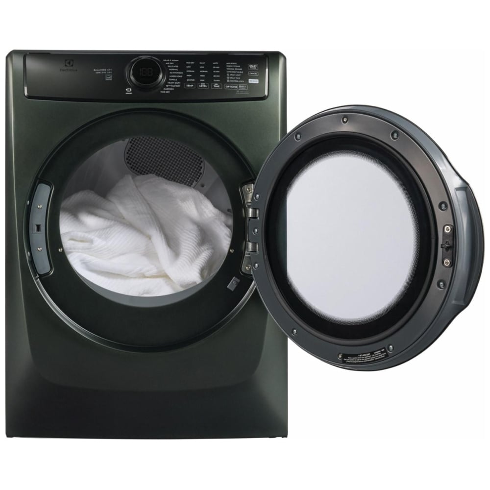 Electrolux ELFE773CAA Electric Dryer, 8 cu. ft. Dryer Capacity, Steam Clean, 5 Temperature Settings, Stackable, Steel Drum, Alpine Green colour