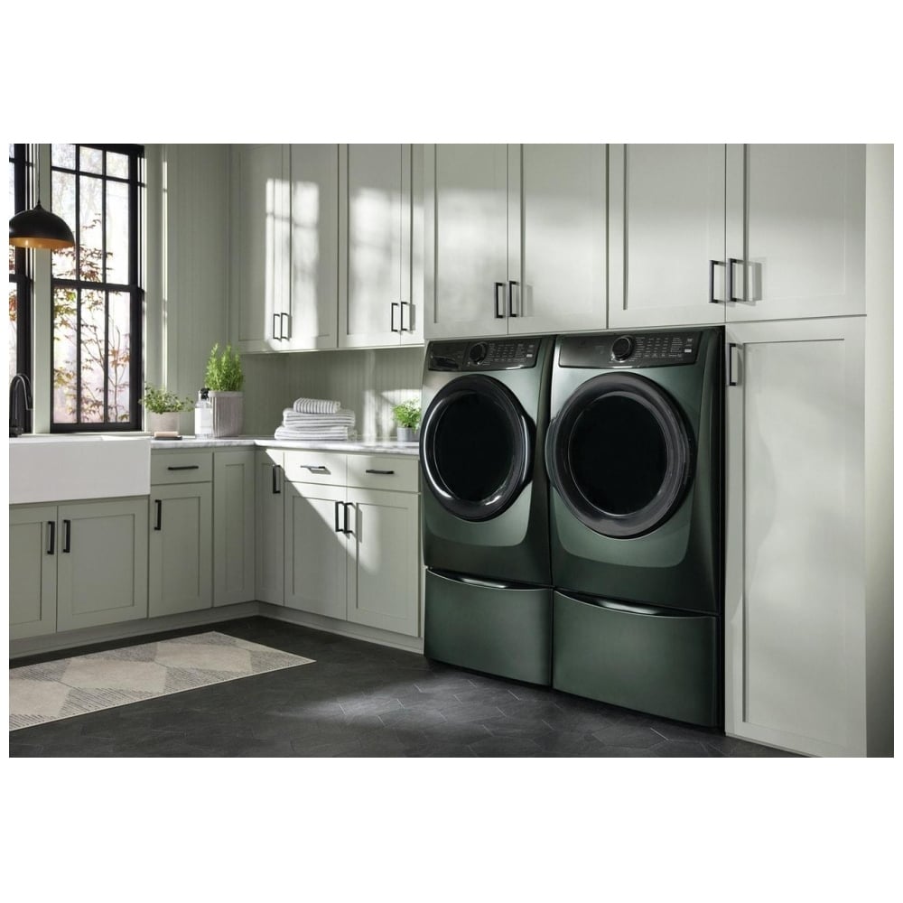 Electrolux ELFE773CAA Electric Dryer, 8 cu. ft. Dryer Capacity, Steam Clean, 5 Temperature Settings, Stackable, Steel Drum, Alpine Green colour