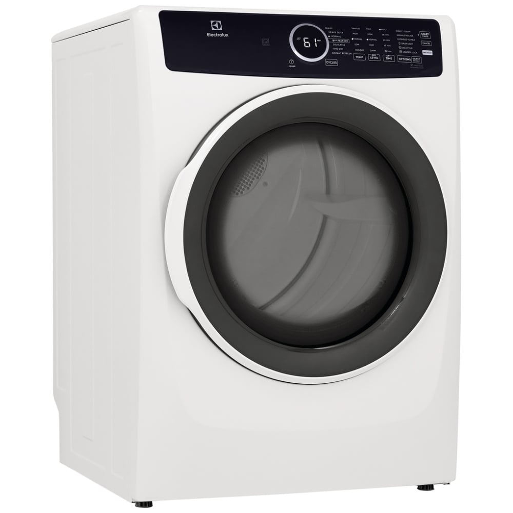 Electrolux ELFG7437AW Gas Dryer, 8 cu. ft. Dryer Capacity, 7 Dry Cycles, Steam Clean, 5 Temperature Settings, Vented, Stackable, White colour