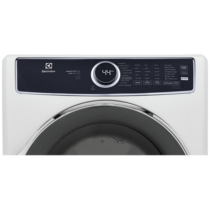 Electrolux ELFG7537AW Gas Dryer, 27 inch Width, 8 cu. ft. Capacity, Steam Clean, 5 Temperature Settings, Stackable, Steel Drum, White colour