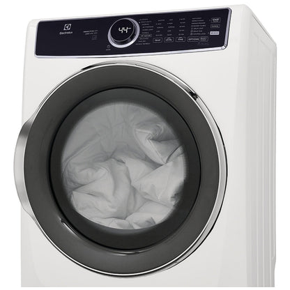 Electrolux ELFG7537AW Gas Dryer, 27 inch Width, 8 cu. ft. Capacity, Steam Clean, 5 Temperature Settings, Stackable, Steel Drum, White colour