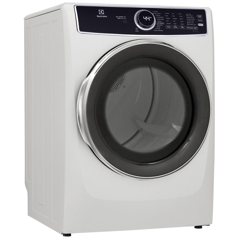 Electrolux ELFG7537AW Gas Dryer, 27 inch Width, 8 cu. ft. Capacity, Steam Clean, 5 Temperature Settings, Stackable, Steel Drum, White colour
