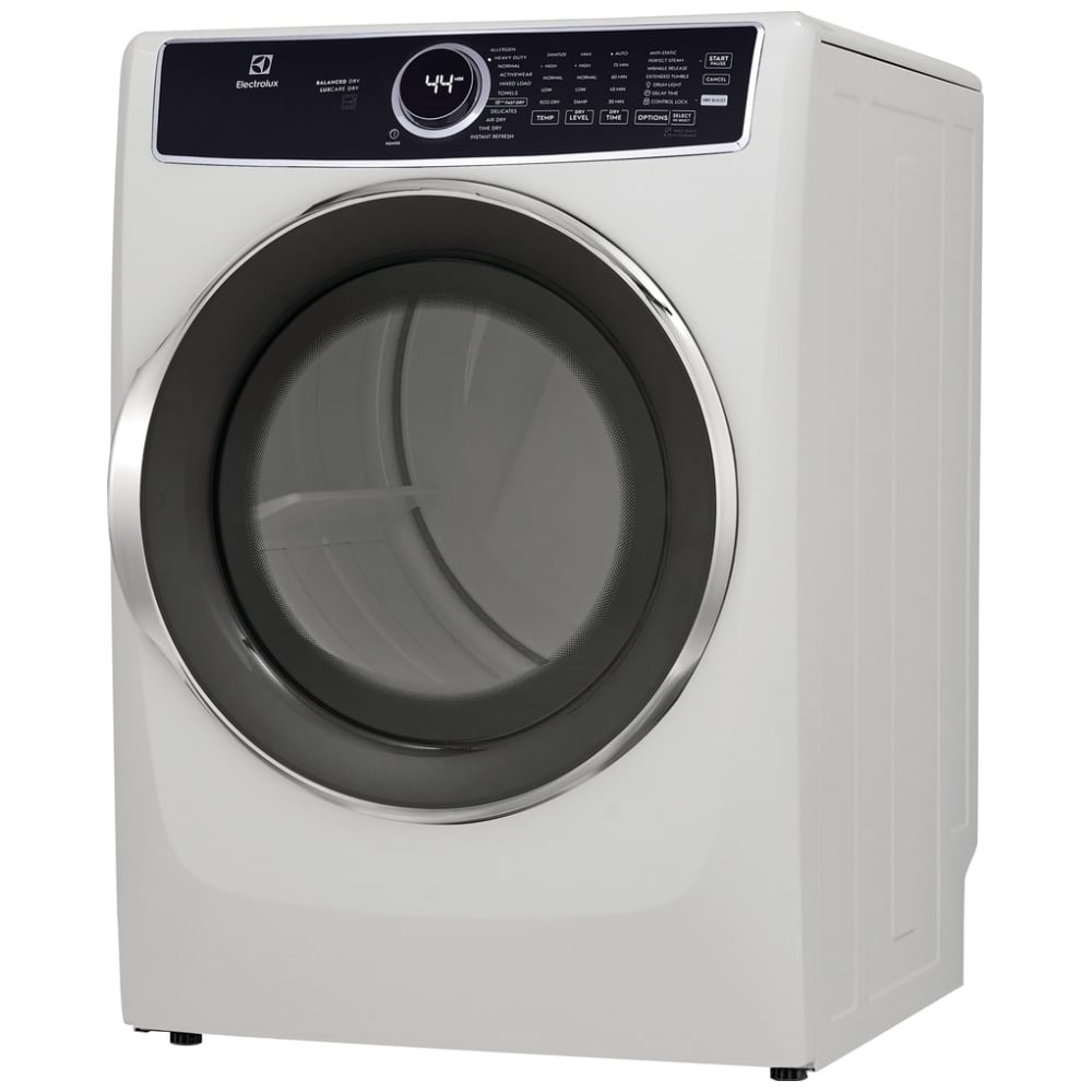 Electrolux ELFG7537AW Gas Dryer, 27 inch Width, 8 cu. ft. Capacity, Steam Clean, 5 Temperature Settings, Stackable, Steel Drum, White colour