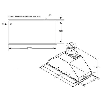 Elica EPR628S1 28" Cabinet Insert Range Hood