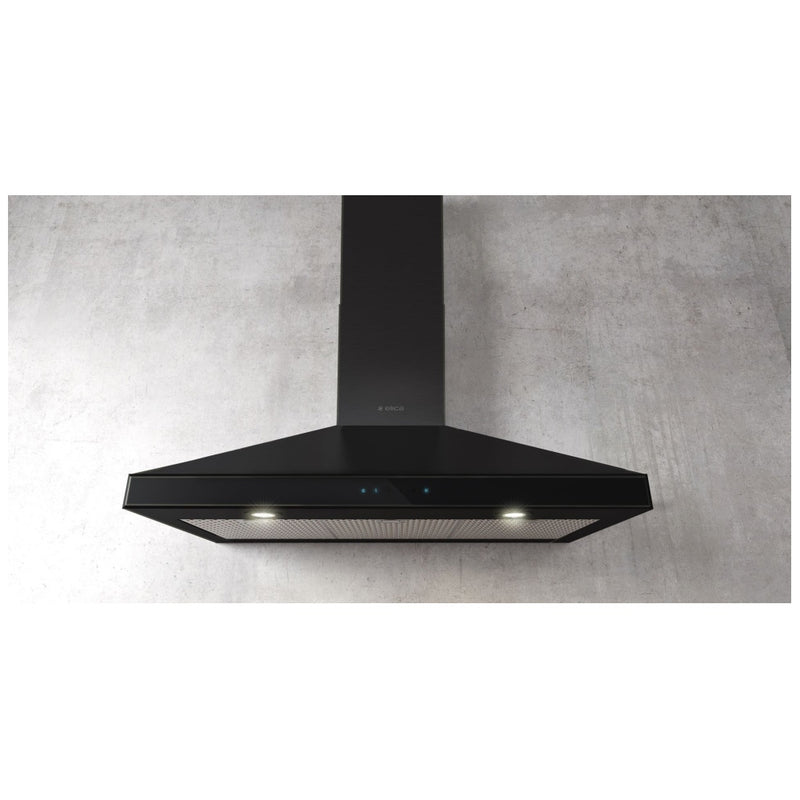 Elica EVR630BL Range Hood, 30 inch Exterior Width, Wall Mounted, 600 CFM, LED, Aluminum Mesh Filter, Black Glass colour Blower Included