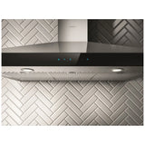 Elica EVR630S2 Range Hood, 30 inch Exterior Width, Wall Mounted, 600 CFM, LED, Aluminum Mesh Filter, Black Glass colour Blower Included