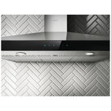 Elica EVR630S2 Range Hood, 30 inch Exterior Width, Wall Mounted, 600 CFM, LED, Aluminum Mesh Filter, Black Glass colour Blower Included