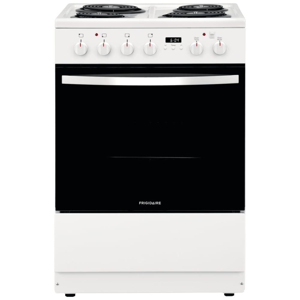 Frigidaire FCFC241CAW Electric Range, 1.9 cu. ft. Capacity, 24 inch Exterior Width, Convection, 4 Burners, Storage Drawer, Manual Clean, 2,400 W Highest Element, White colour