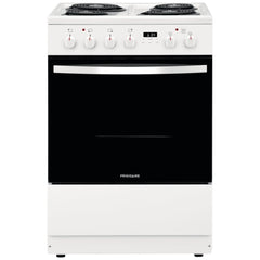 Frigidaire FCFC241CAW Electric Range, 1.9 cu. ft. Capacity, 24 inch Exterior Width, Convection, 4 Burners, Storage Drawer, Manual Clean, 2,400 W Highest Element, White colour