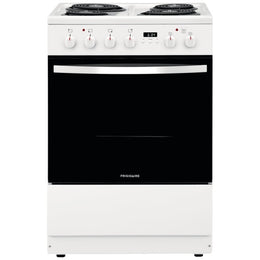 Frigidaire FCFC241CAW Electric Range, 1.9 cu. ft. Capacity, 24 inch Exterior Width, Convection, 4 Burners, Storage Drawer, Manual Clean, 2,400 W Highest Element, White colour