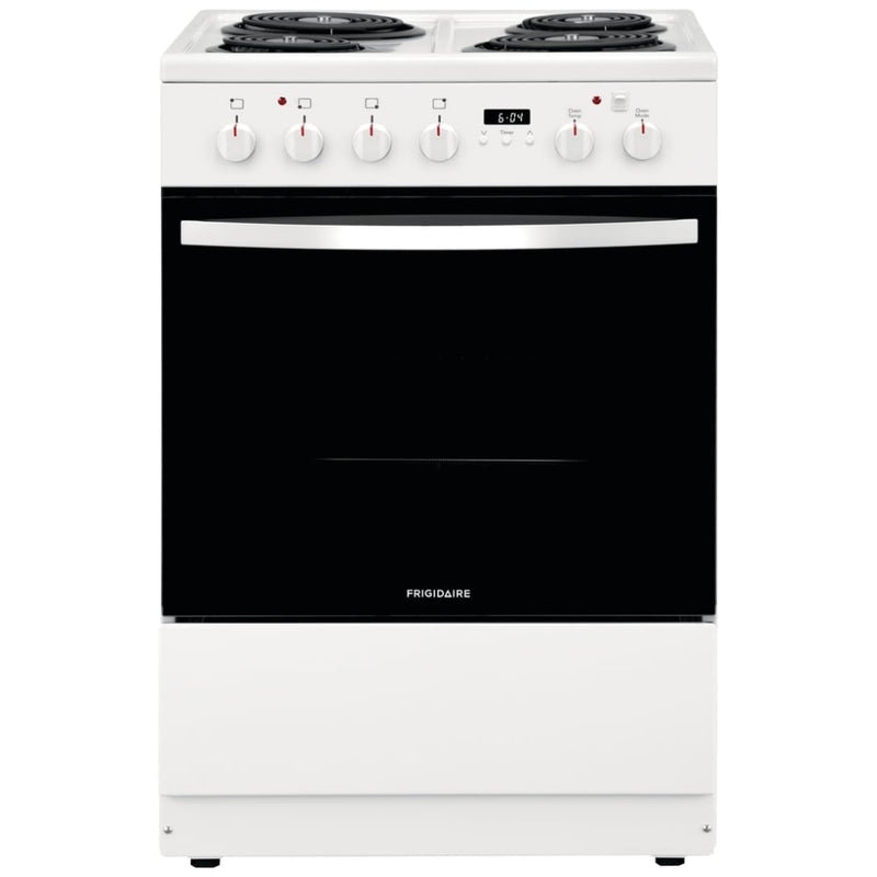 Frigidaire FCFC241CAW Electric Range, 1.9 cu. ft. Capacity, 24 inch Exterior Width, Convection, 4 Burners, Storage Drawer, Manual Clean, 2,400 W Highest Element, White colour