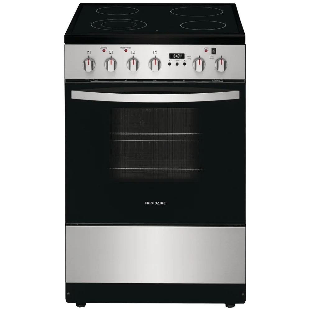 Frigidaire FCFE242CAS Electric Range, 1.9 cu. ft. Capacity, 24 inch Exterior Width, Convection, 4 Burners, Storage Drawer, Manual Clean, 1,800 W Highest Element, Stainless Steel colour