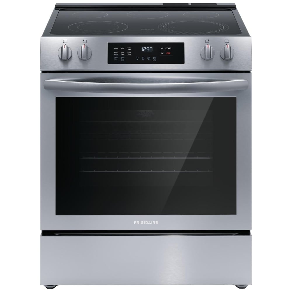 Frigidaire FCFE308CAS Electric Range, 5.3 cu. ft. Capacity, 30 inch Exterior Width, Convection, 5 Burners, Storage Drawer, Self Clean, 3,200 W Highest Element, Stainless Steel colour